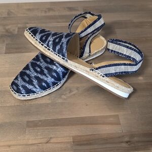 Blue Patterned Espadrille Flats